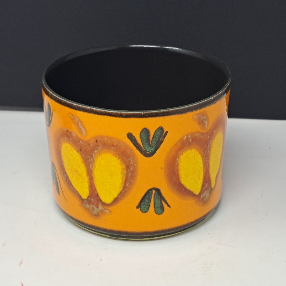 Vintage MCM Ceramic Plant Pot With Abstract Pattern